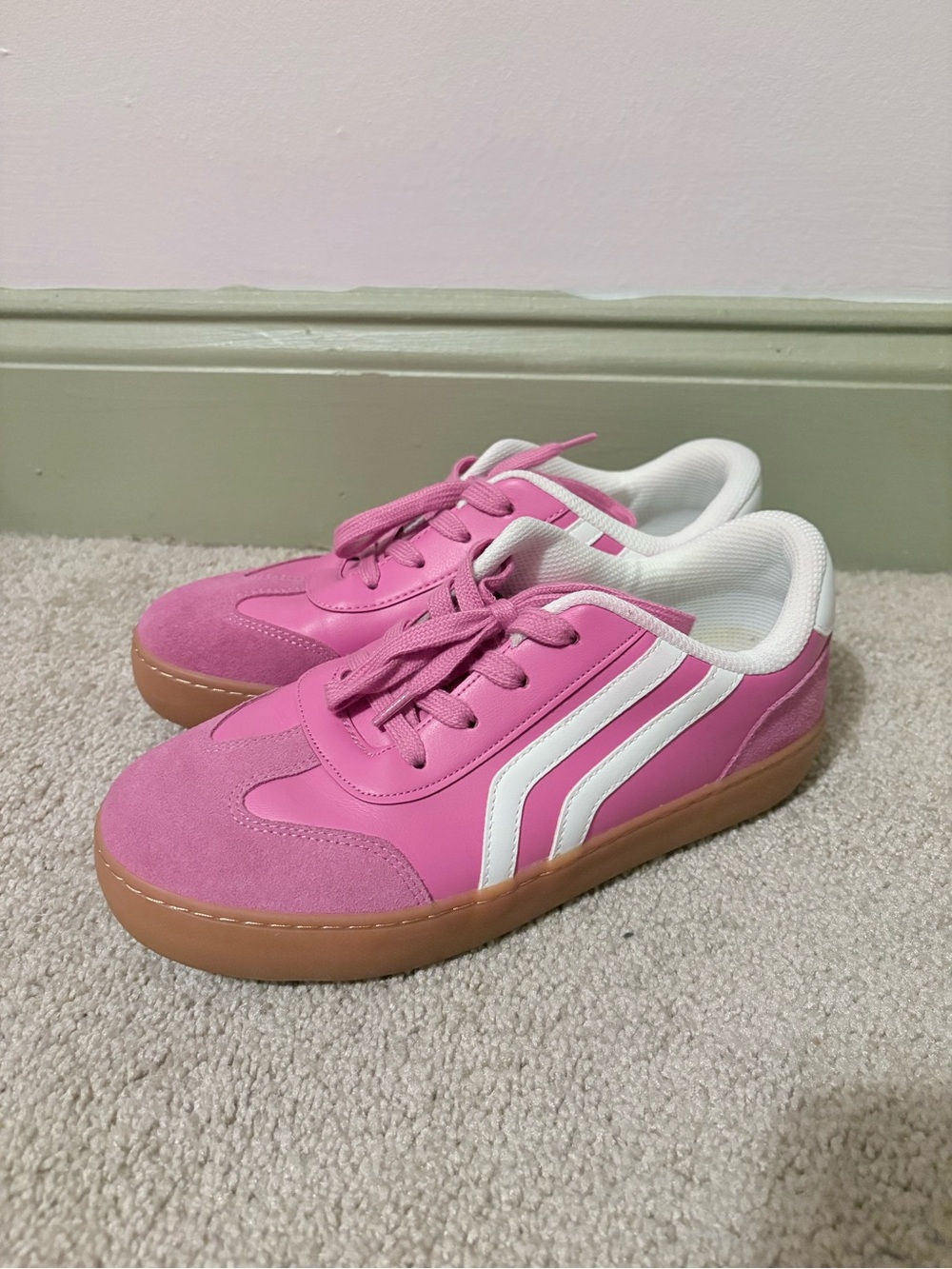 Cat & Jack Pink Girls Sneakers with White Stripes